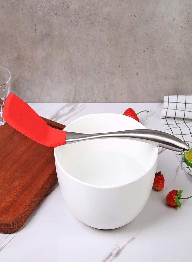 TASKHOUSE Silicone Solid Spatula Turner Non Stick Kitchen Utensil for Baking, Frying, Pancakes, Eggs (Red) - Image 4